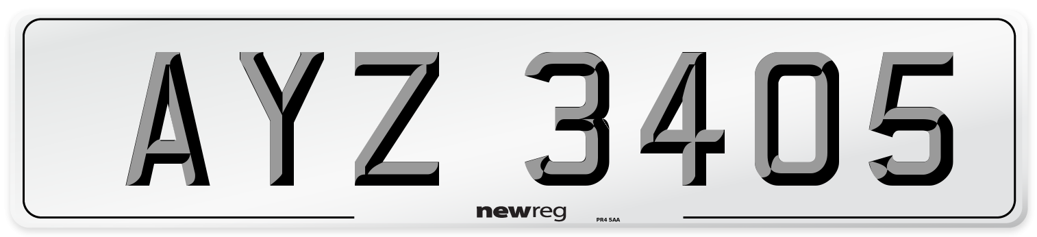 AYZ 3405 Number Plate from New Reg